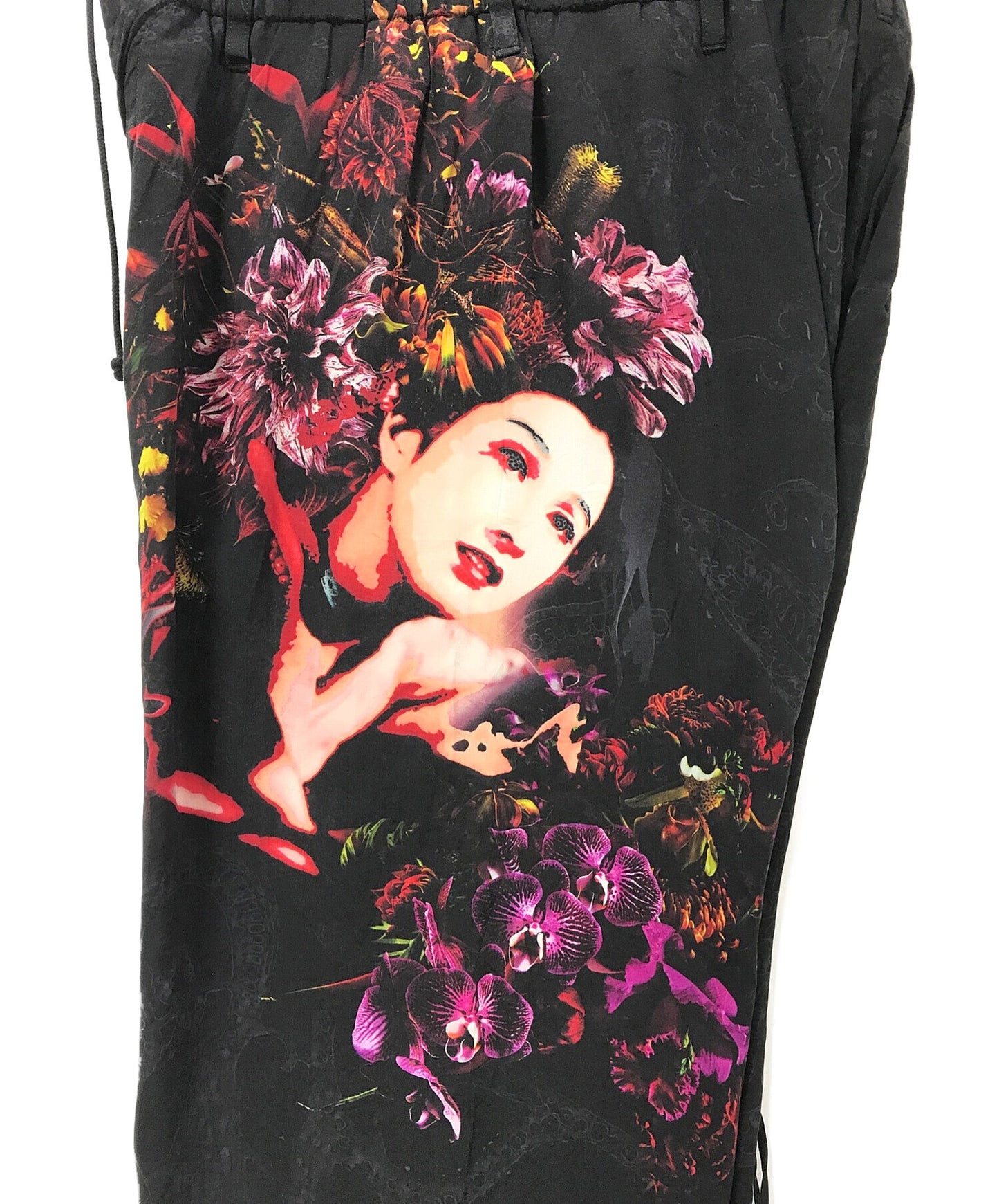 黑色丑闻Yohji Yamamoto收集的拉链裤印刷A/宽裤子HH-P54-249