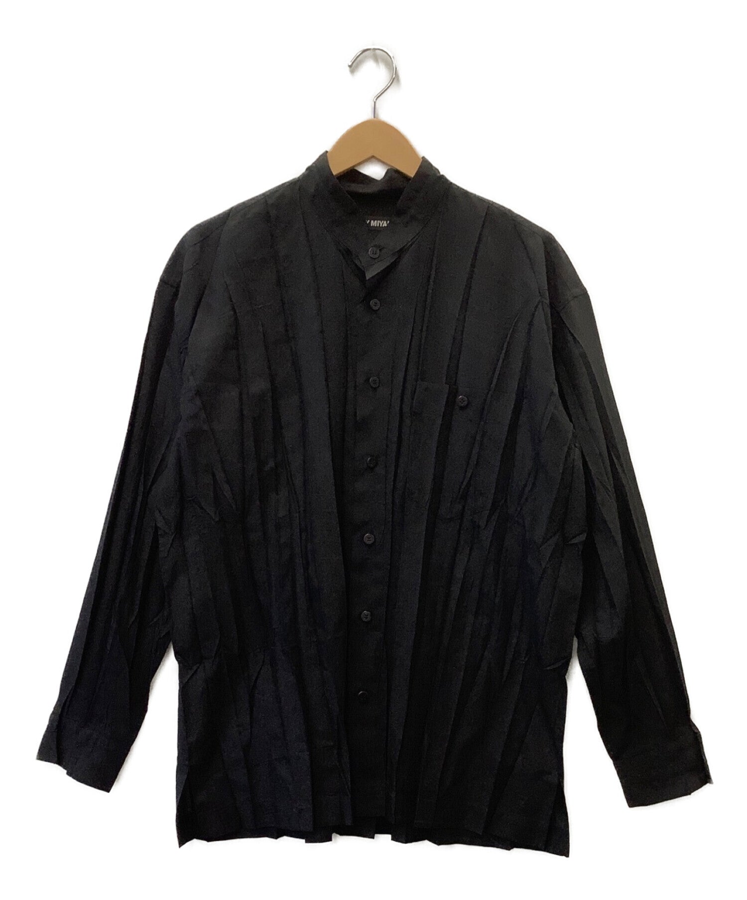 [Pre-owned] ISSEY MIYAKE Pleated band collar shirt