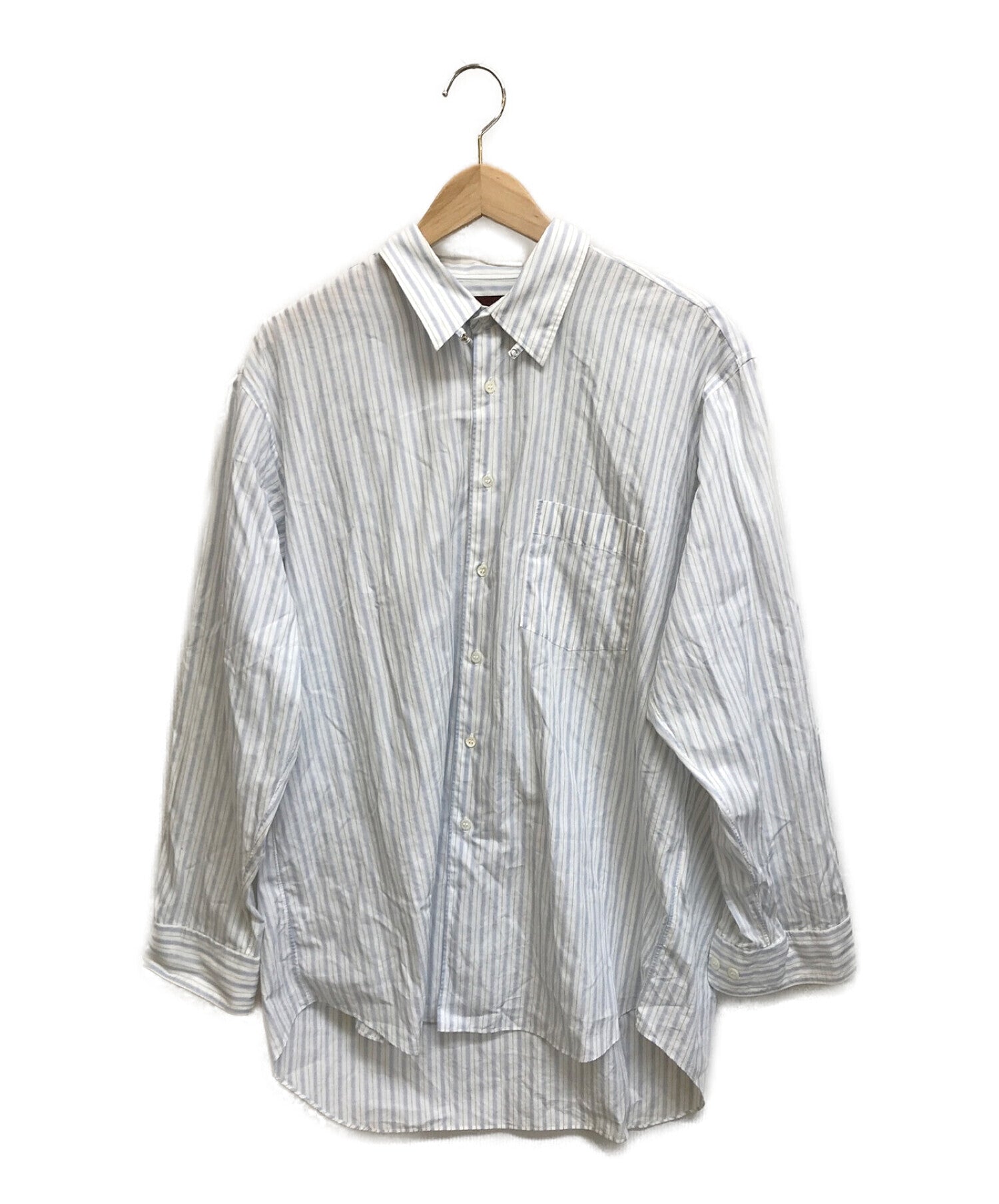 【日本産】COMME des GARCONS SHIRT オールド 縦柄 バイアスポケット ビッグシャツ フランス製 シャツジャケット ブルゾン 90s ストライプ Lサイズ以上