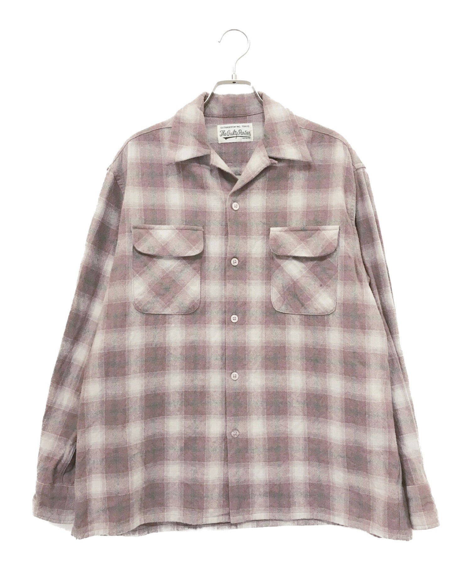 WACKO MARIA Open collar check wool shirt