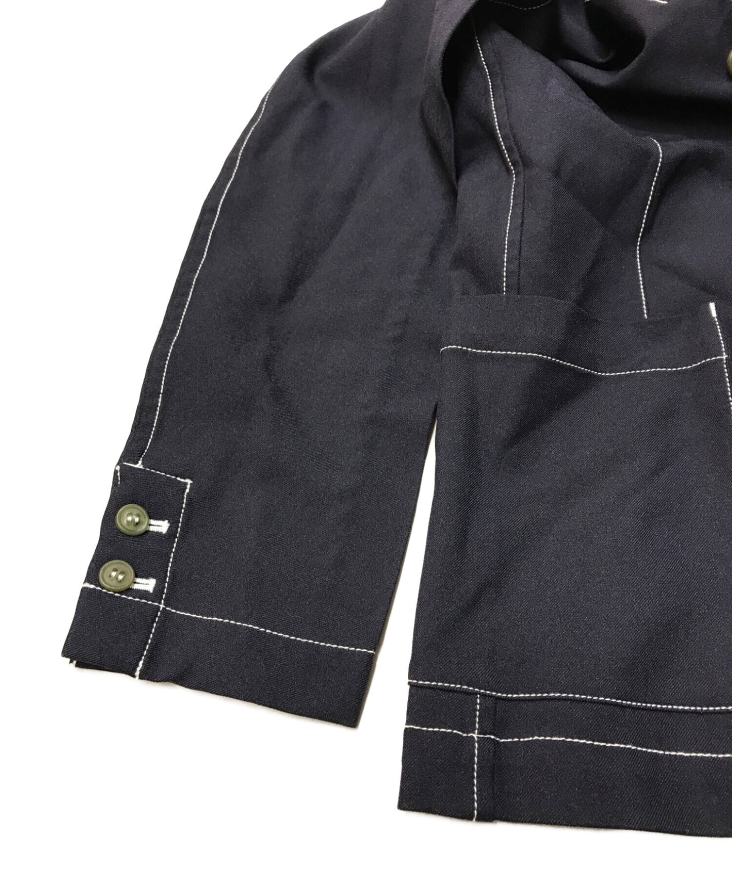 COMME DES GARCONS衬衫对比缝针羊毛混合夹克S24173