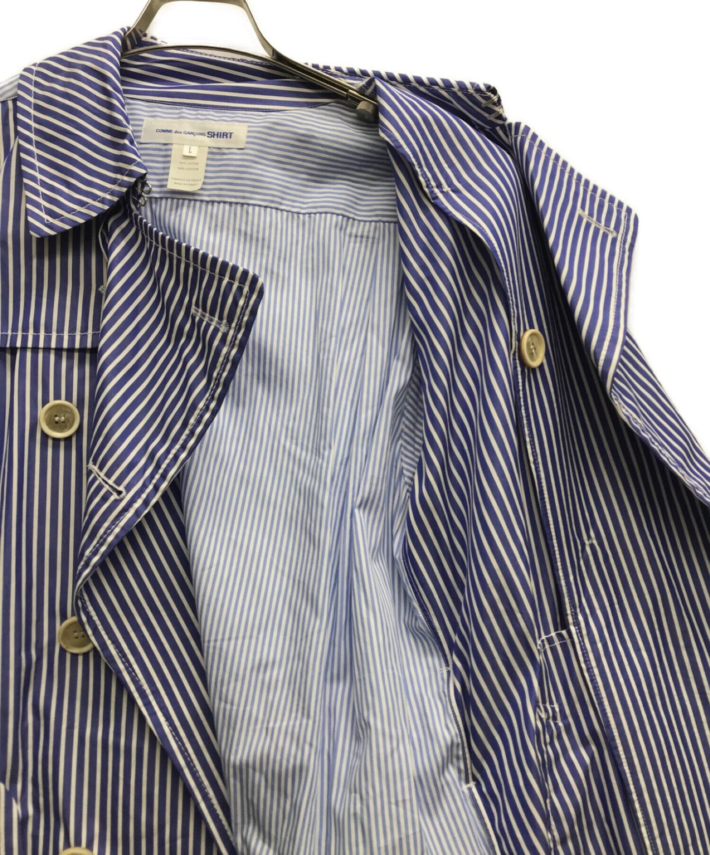 Comme des Garcons衬衫条纹双层涂层W23081