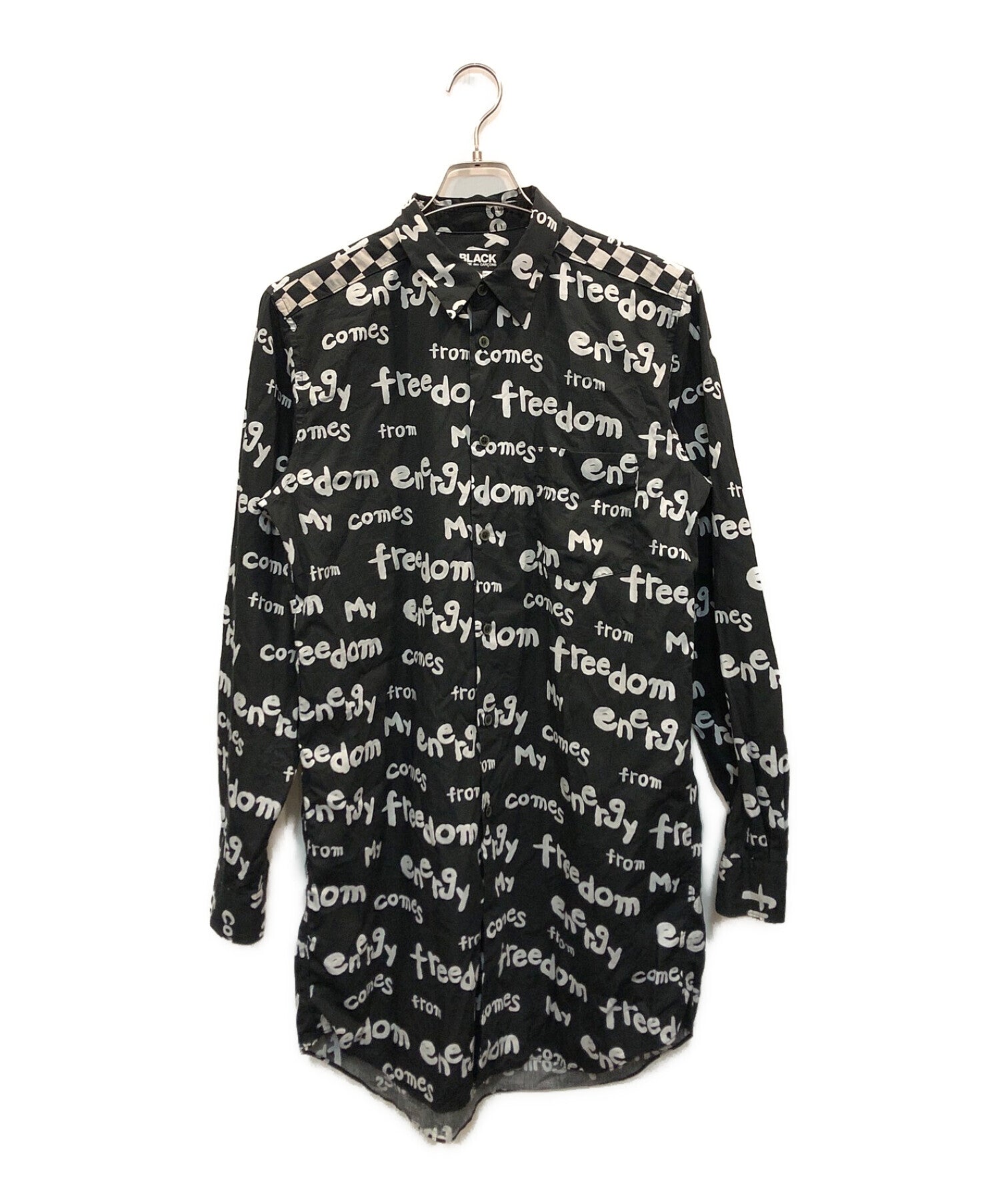 BLACK COMME des GARCONS Text Print L/S Shirt 1D-B022