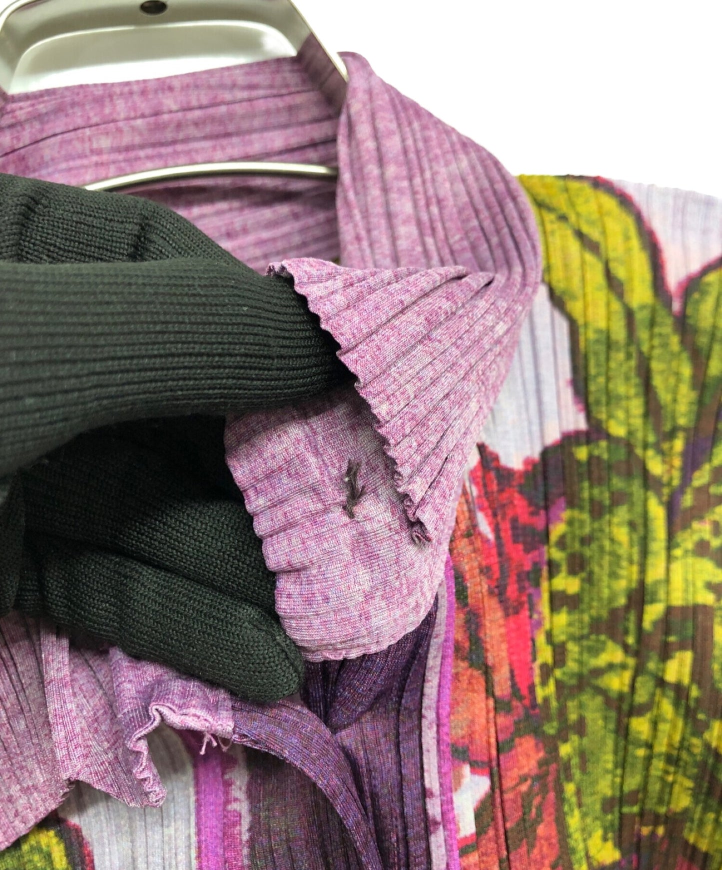 褶皱请花打印的衬衫PP84-JK583