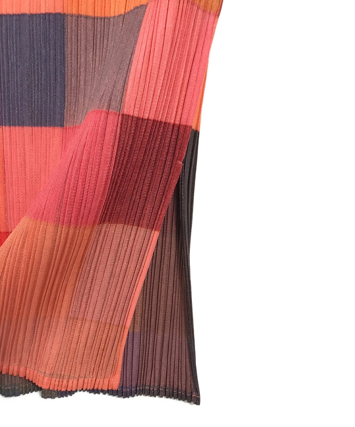 褶皱请Issey Miyake检查高脖子百褶上衣彩色渐变Mosaic PP83-JK830 PP83-JK830