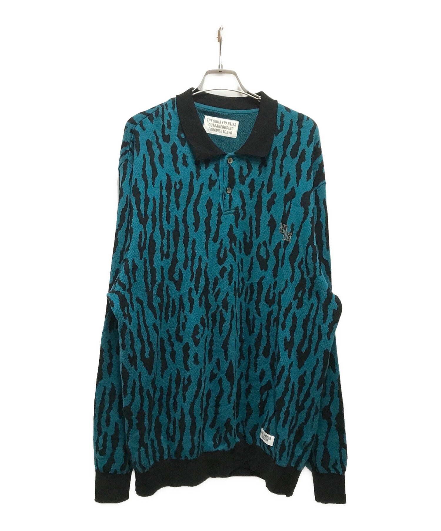 WACKO MARIA Leopard Knit Polo Shirt 22fw-wmk-kn21