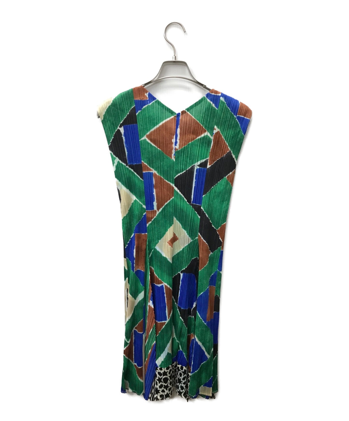 褶皺請水彩打印百褶無袖連衣裙 /圖案PP51-JH642