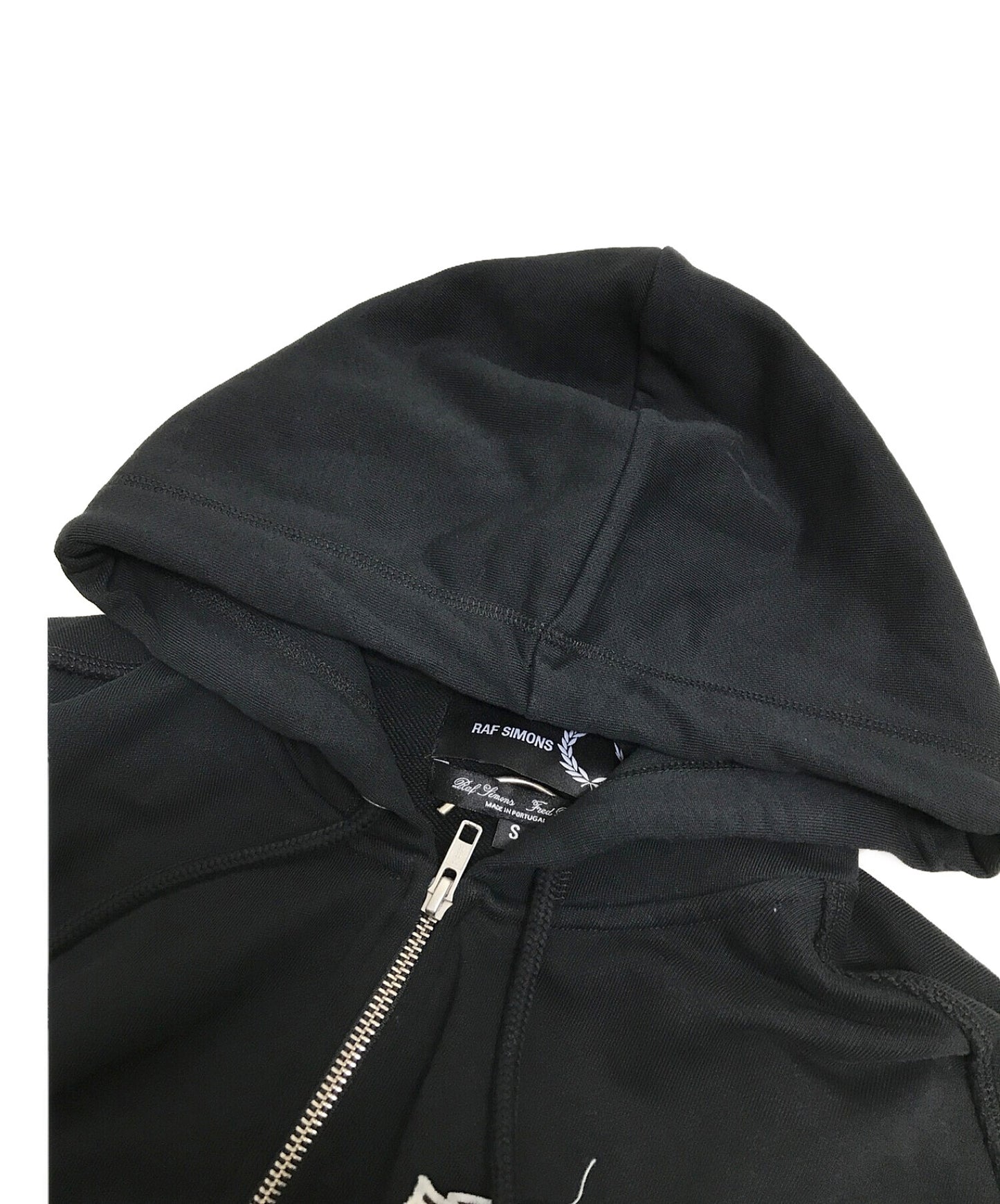 Raf Simons×Fred Perry印刷補丁郵袋連帽衫協作徽標徽標刺繡SJ9045