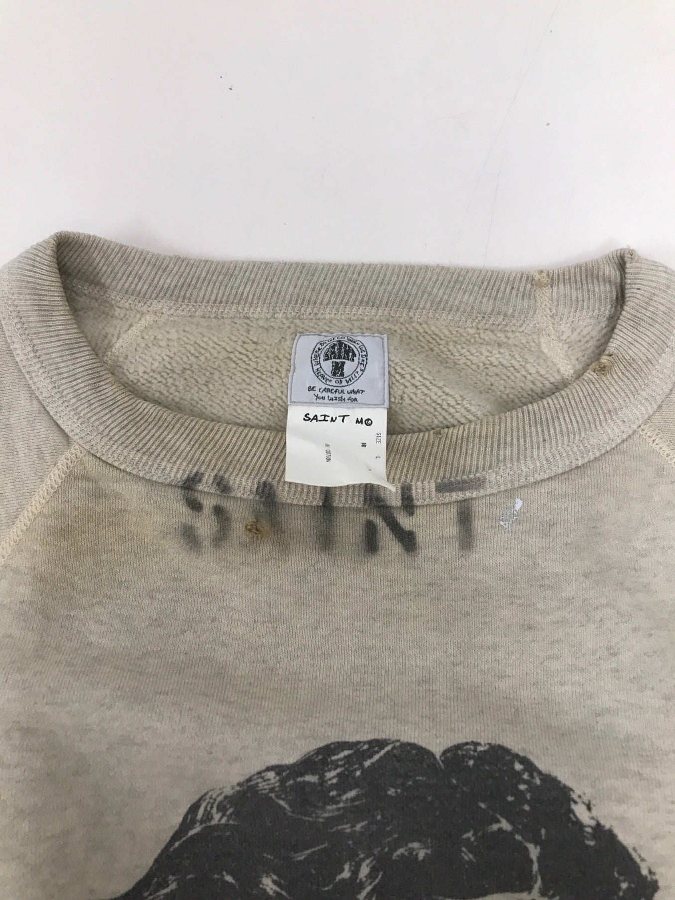 圣迈克尔21SS Raglan Sweat SH /损坏 /运动衫SM-S21-0000-024