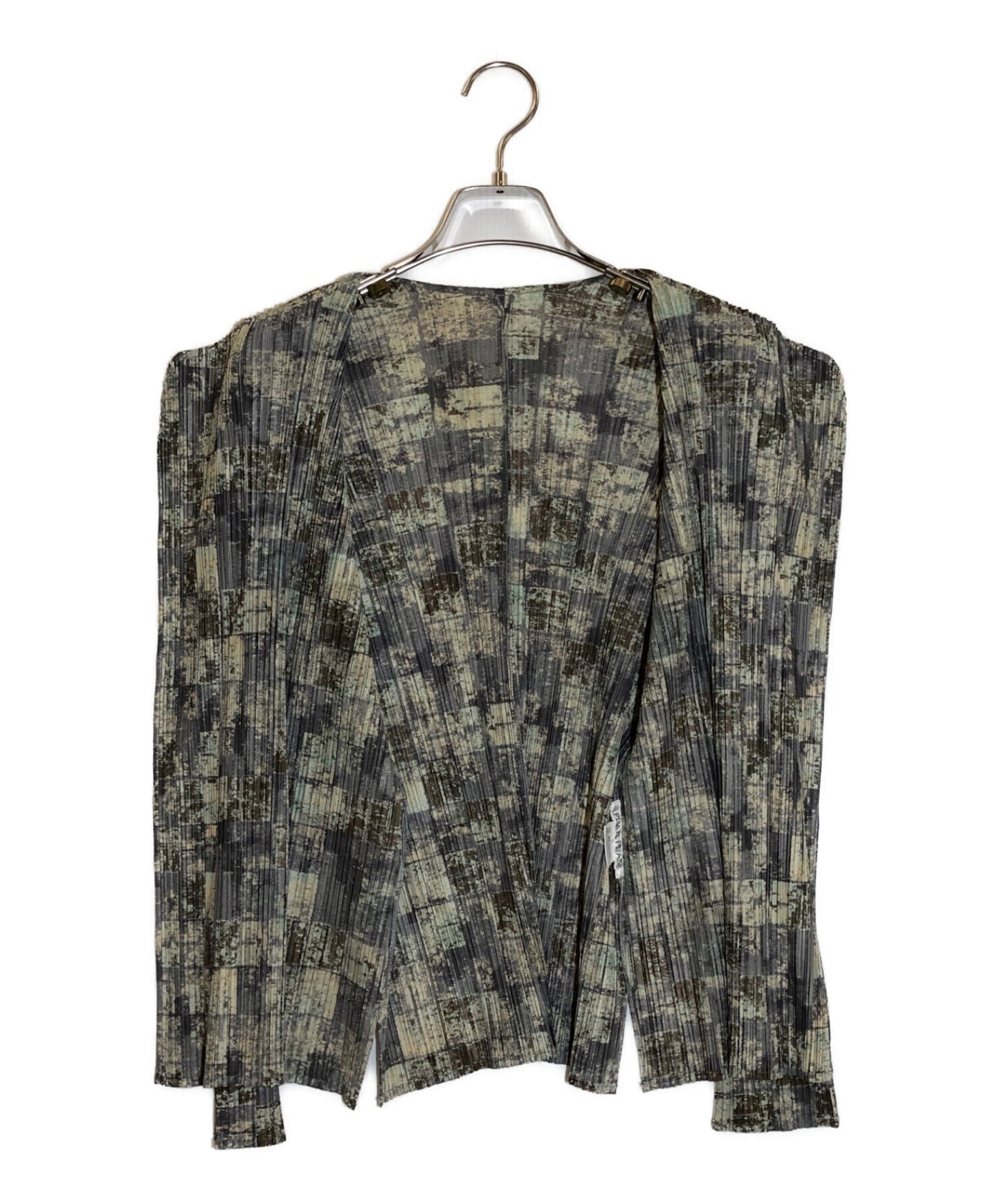 Pleats請帶有全面圖案PP41-JO933的百褶bolero cardigan