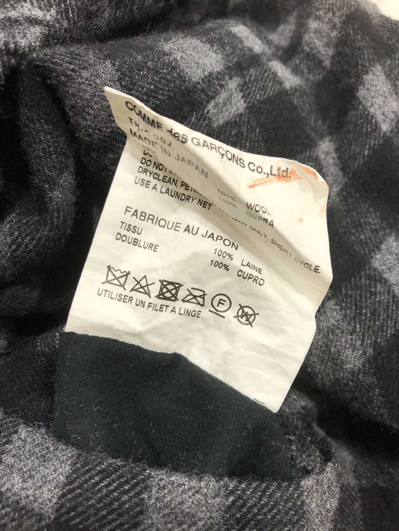 Comme des Garcons Tricot Checked Wool Double Coat