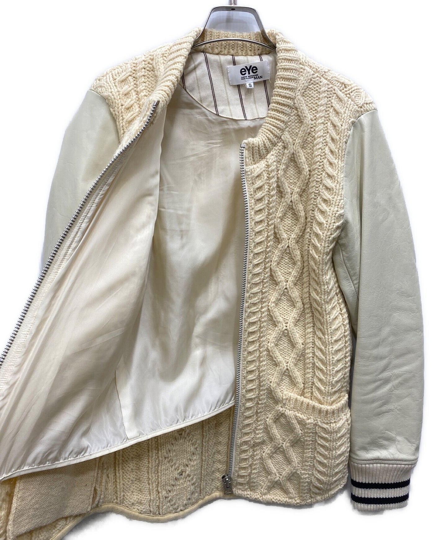 Eye Comme des Garcons Junyawatanabe Man เคเบิลถักนิตติ้งแจ็คเก็ตตัวแทน WP-N902