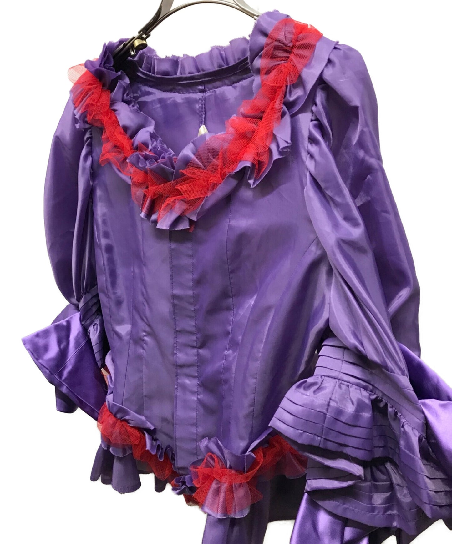 COMME DES GARCONS 슬리브 리본 주름 장식 얇은 명주 그 스위치 재킷 GB-B016