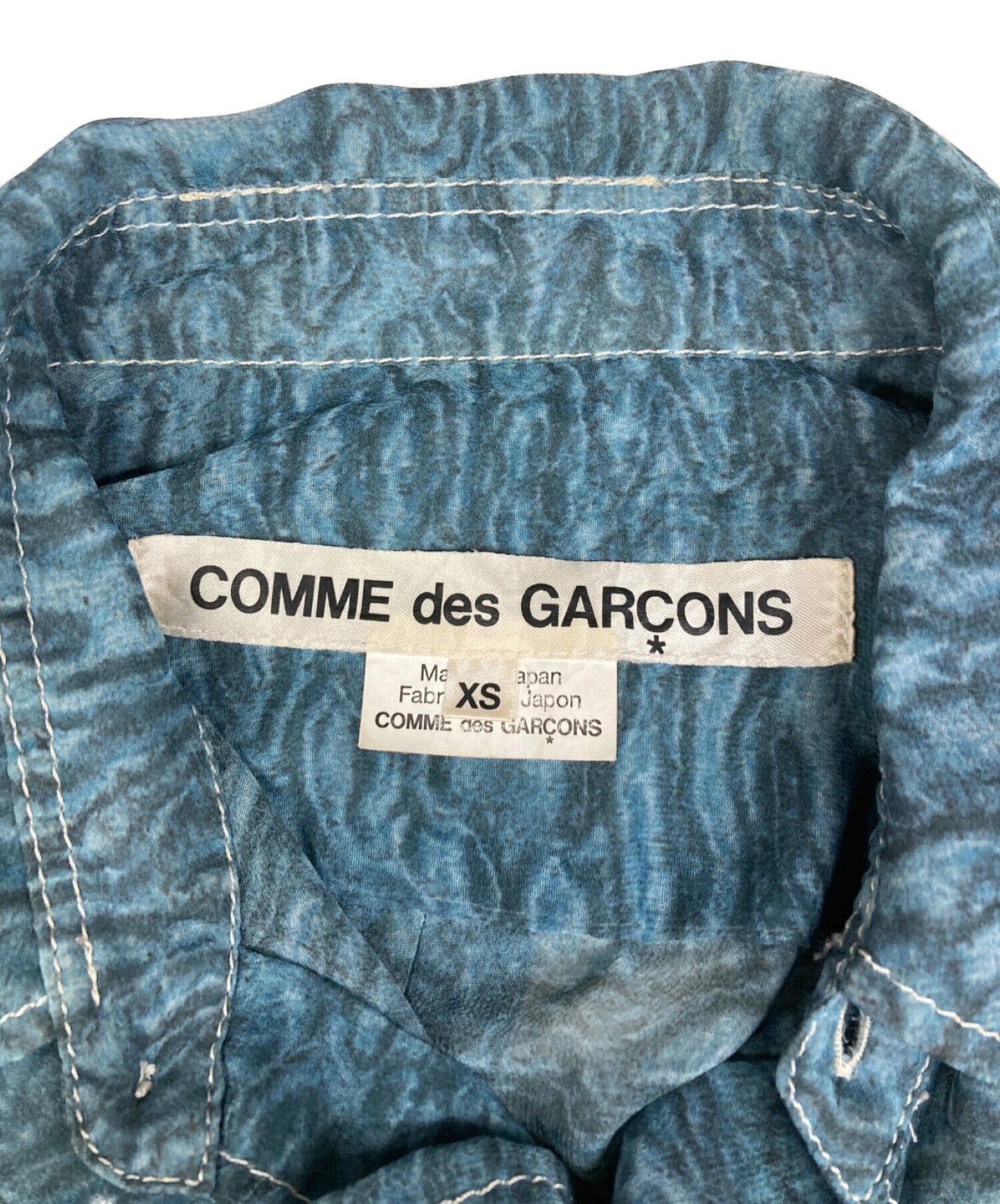 Comme des Garcons透明的全面图案衬衫,带有口袋开关人造皮毛袖珍衬衫GQ-B003
