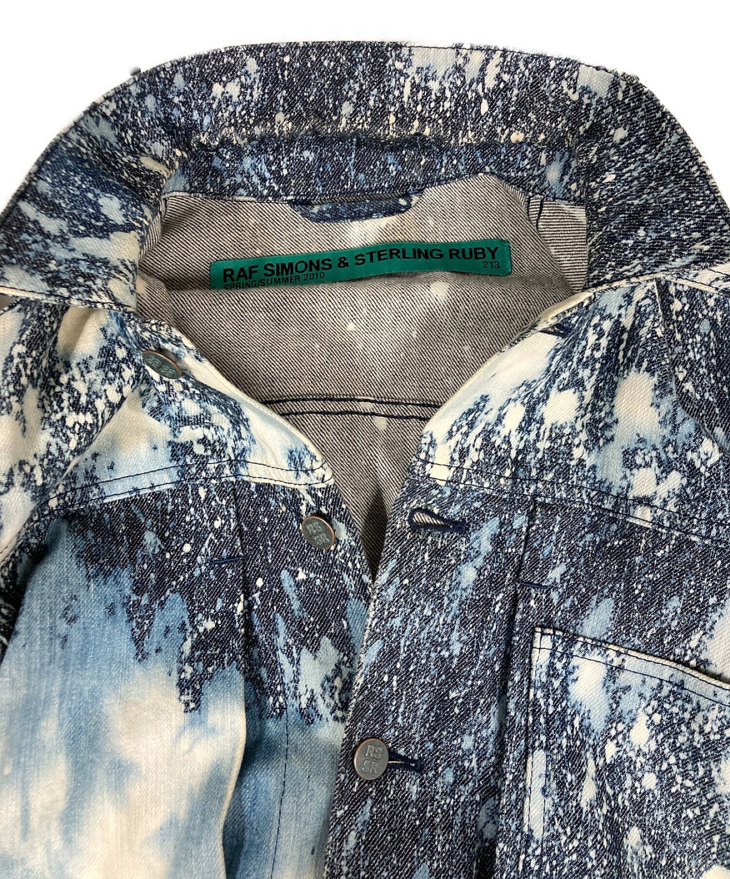 RAF Simons飛濺漂白的牛仔夾克