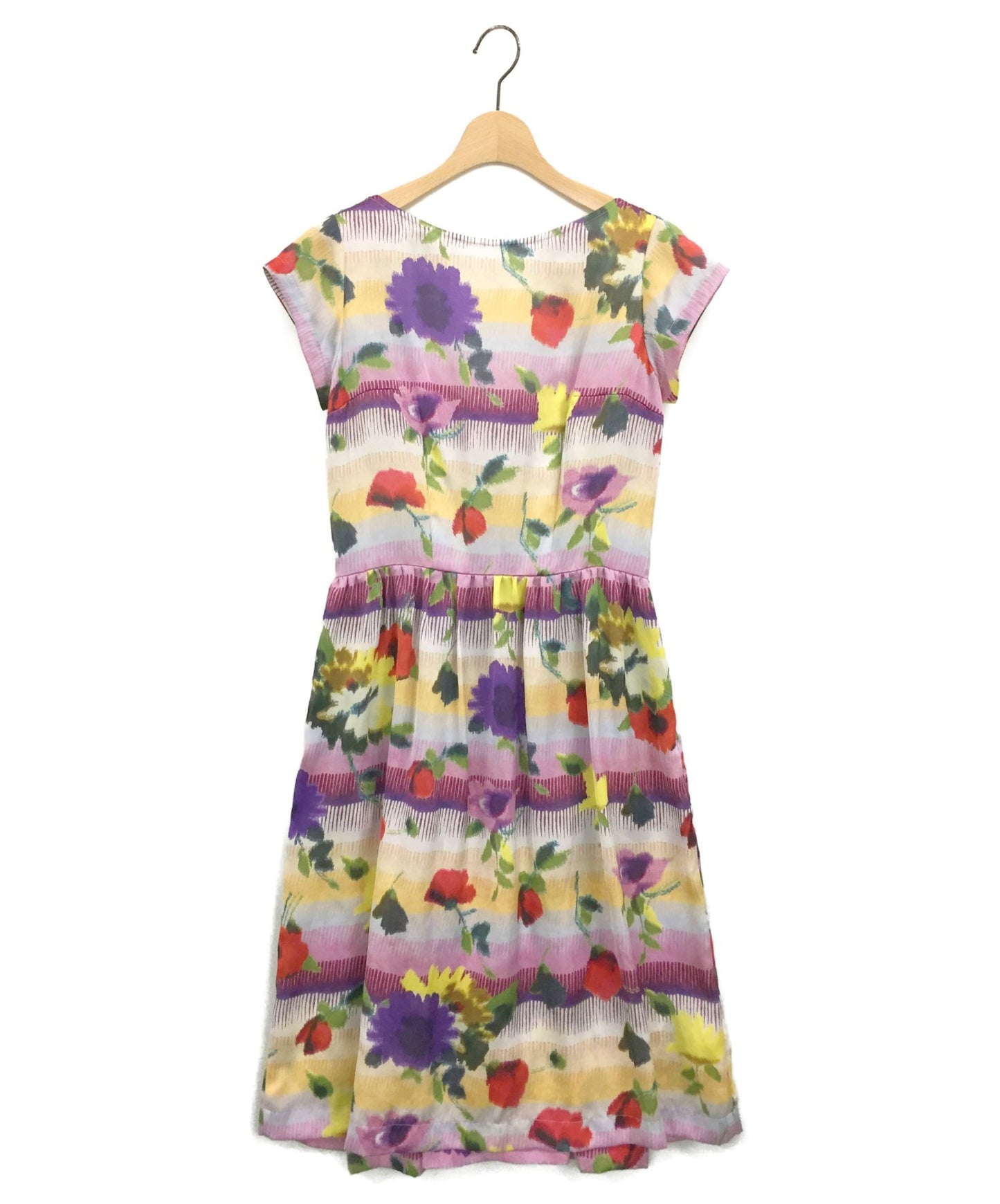 Comme des Garcons 블루 플라워 프린트 드레스 / 짧은 소매 드레스 GA-O057 / AD2007