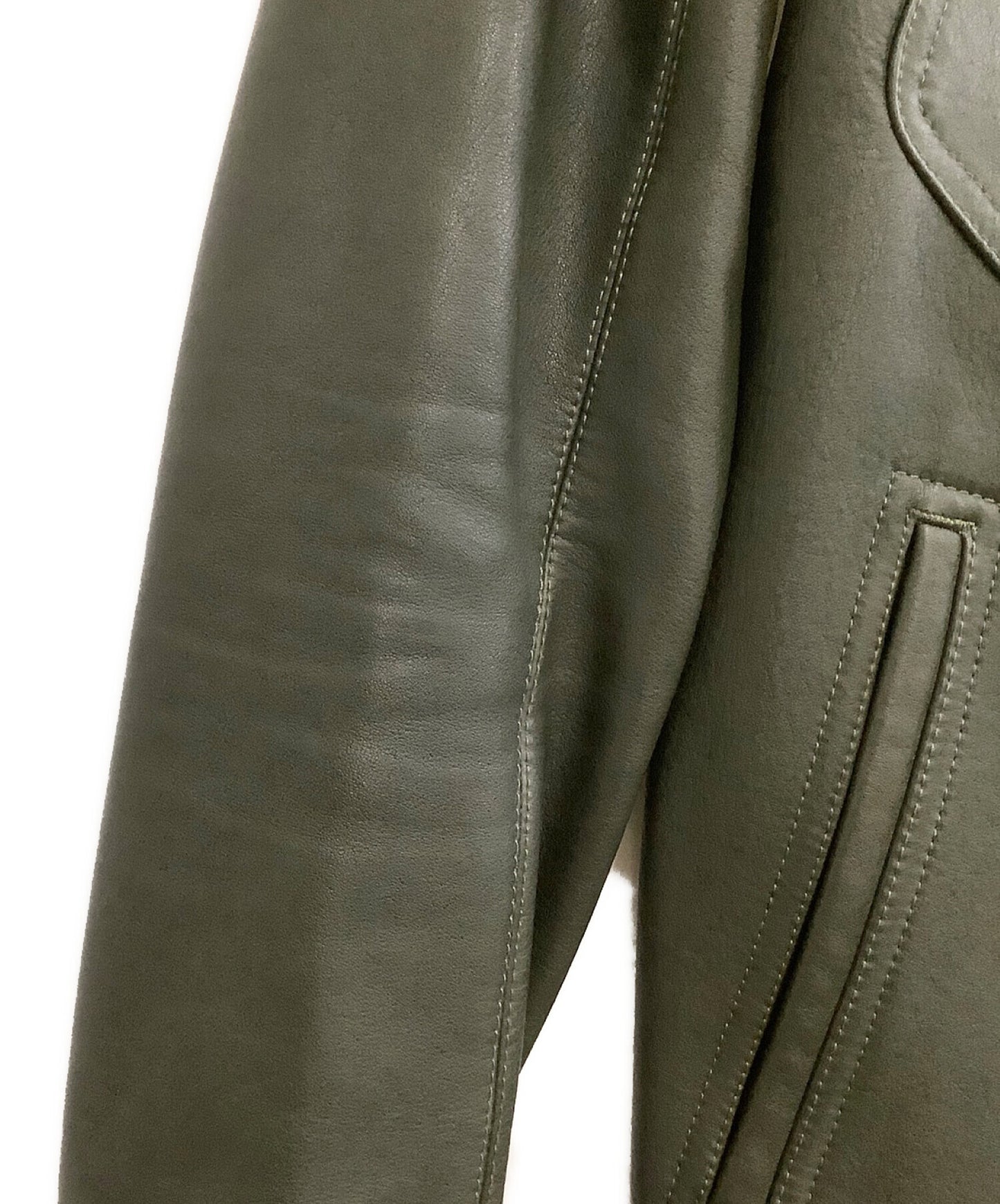 [Pre-owned] RICK OWENS High Neck Panel Leather Jacket
