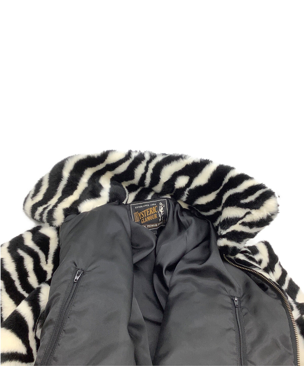 [Pre-owned] Hysteric Glamour Faux Fur Jacket Zebra Pattern 02183AB01