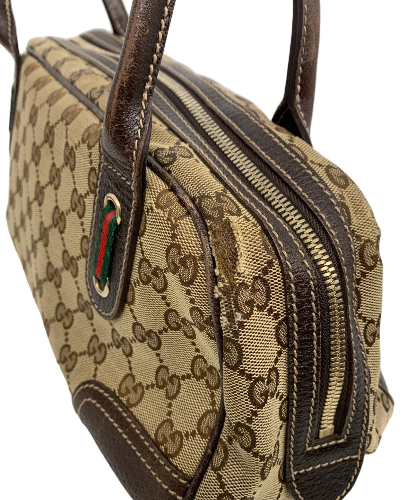 [Pre-owned] GUCCI Chery Line Printhie GG Canvas Bag 161720