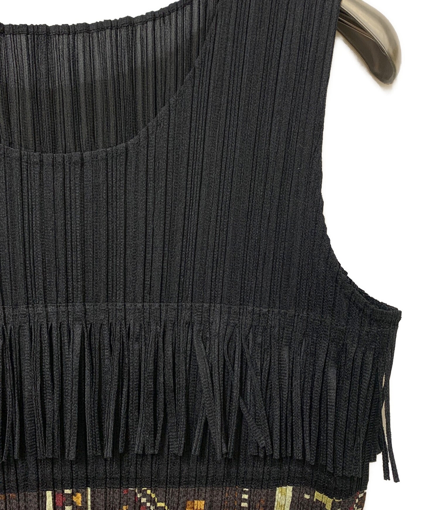 [Pre-owned] PLEATS PLEASE Fringed Sleeve Pleated Dress PP91-JH833
