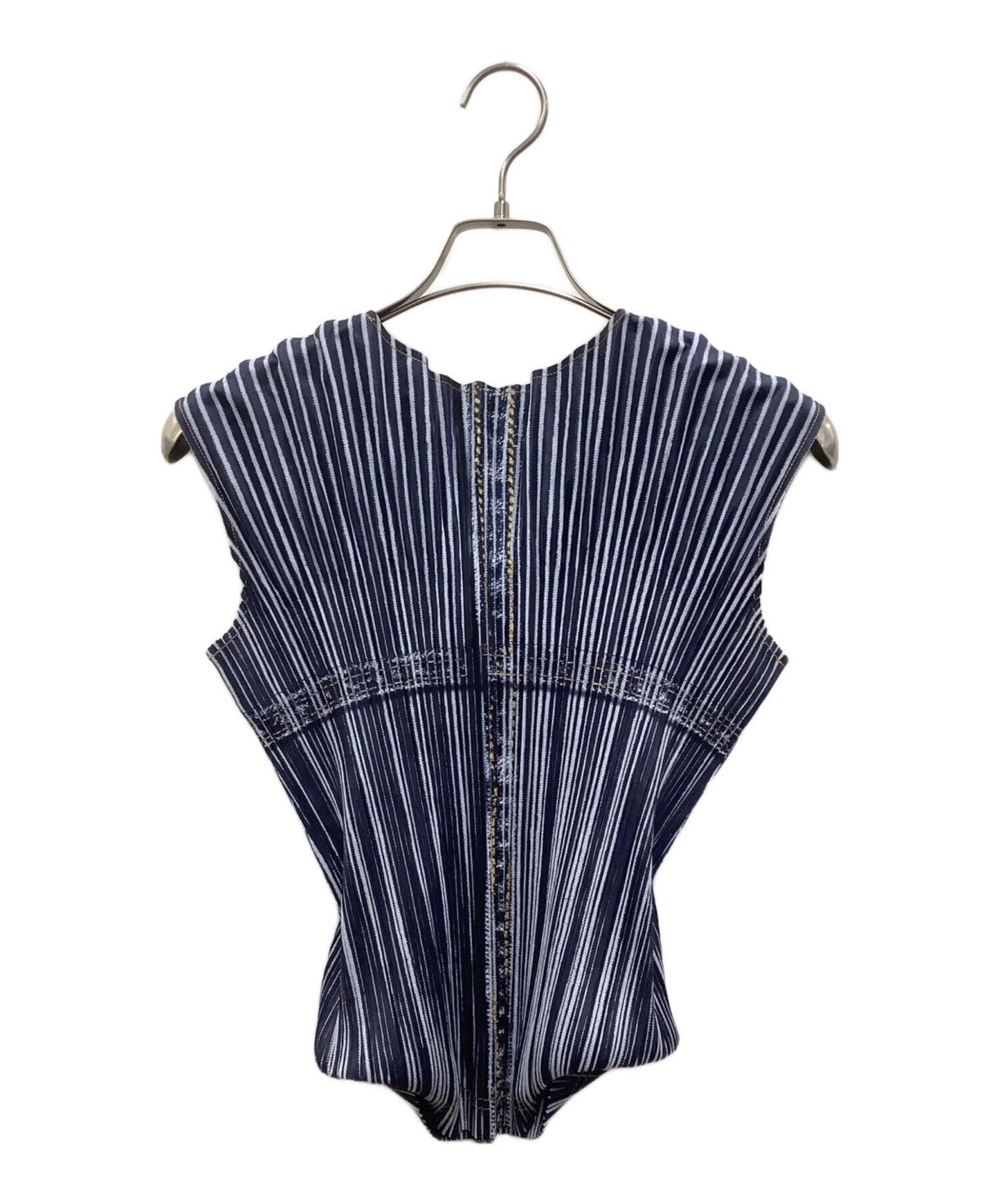 [Pre-owned] PLEATS PLEASE ISSEY MIYAKE ■Denim transfer pleated blouse PP01-JK592
