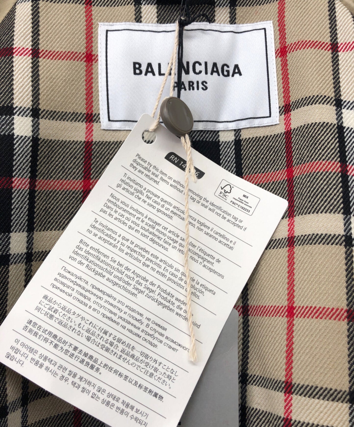 [Pre-owned] BALENCIAGA Stencil Collar Coat with Liner 646775-TJP01