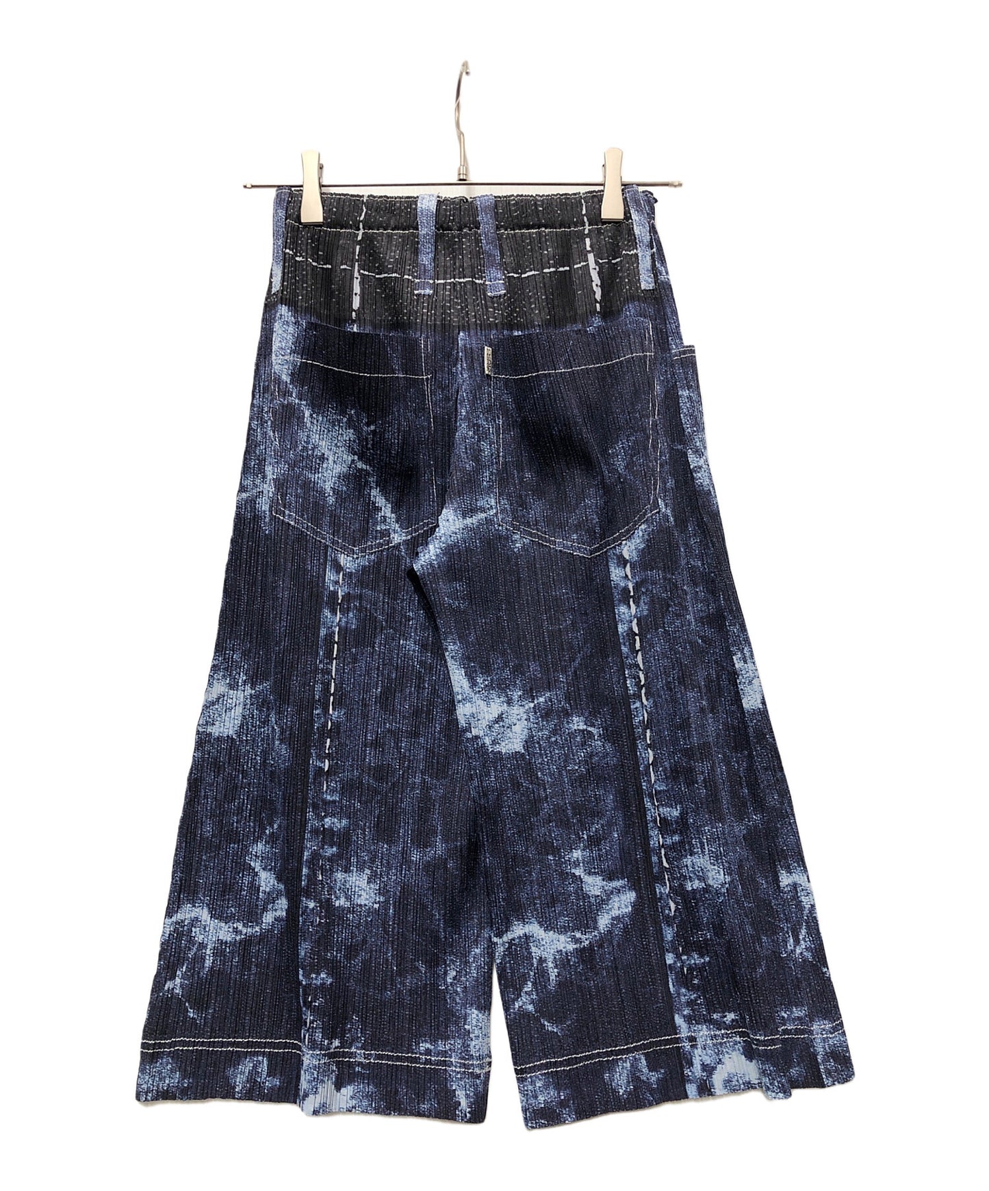 [Pre-owned] PLEATS PLEASE Denim Transfer Print Cropped Pants PP21-JF712