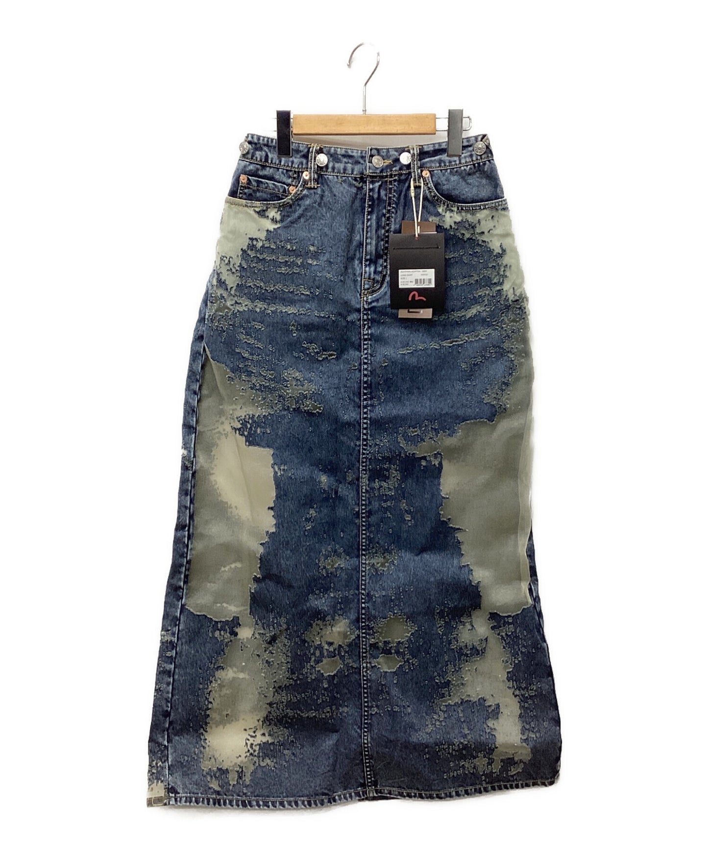[Pre-owned] EVISU Seagull Embroidered Fashion Fit Burnout Denim Skirt 2EAHTW4KL4024FFDN