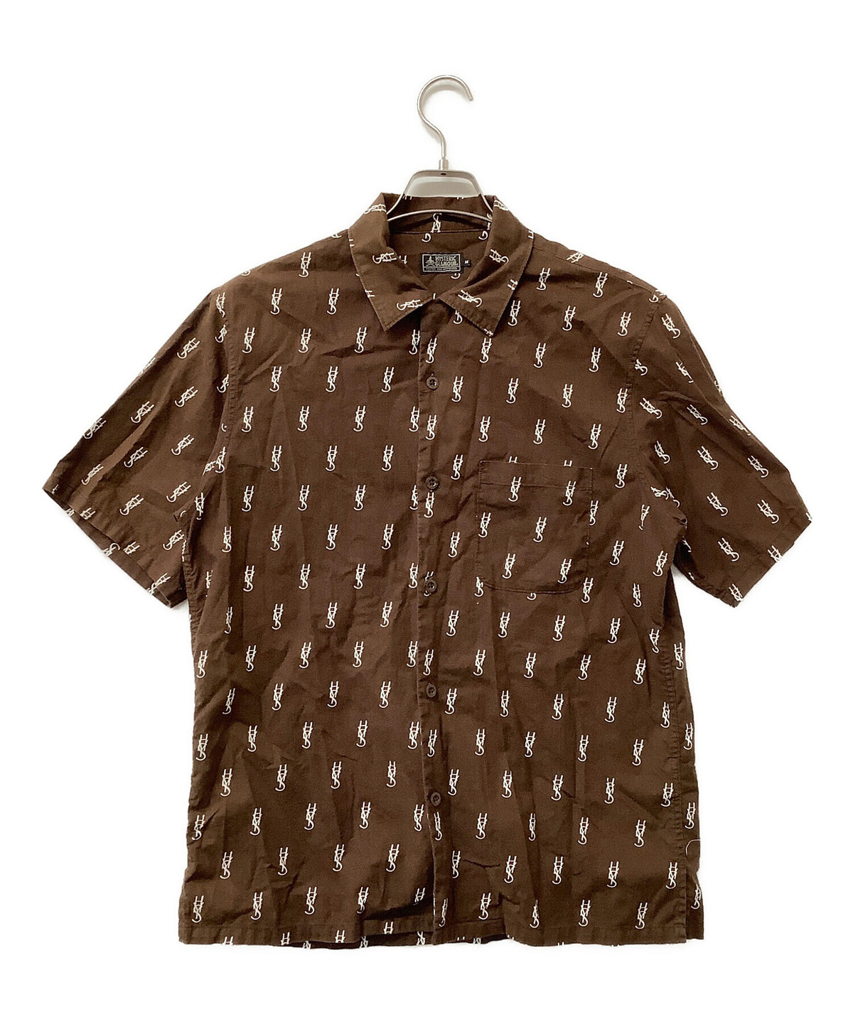 [Pre-owned] Hysteric Glamour Short-sleeved shirt, monogram pattern, open collar shirt 02201AH09