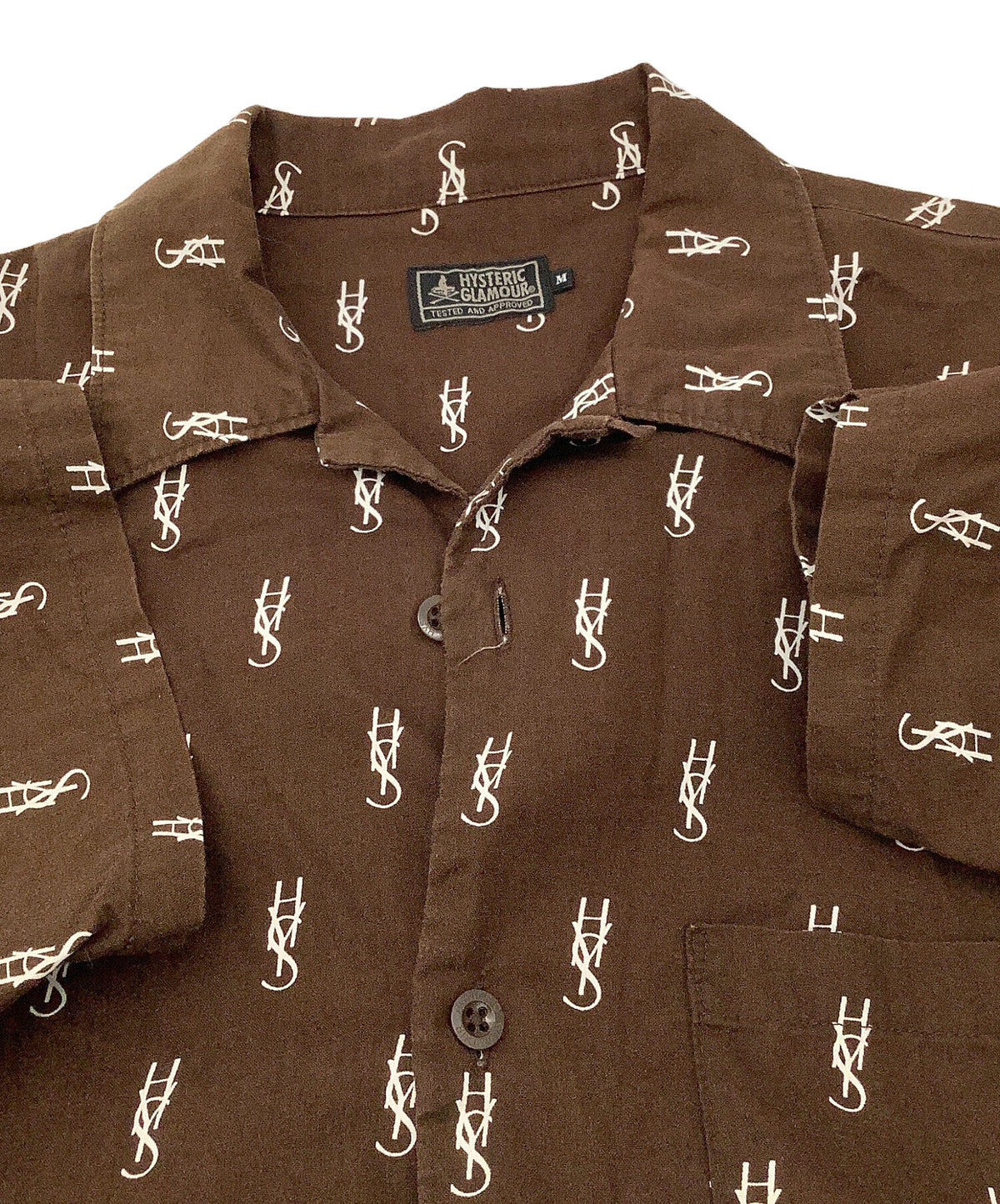 [Pre-owned] Hysteric Glamour Short-sleeved shirt, monogram pattern, open collar shirt 02201AH09