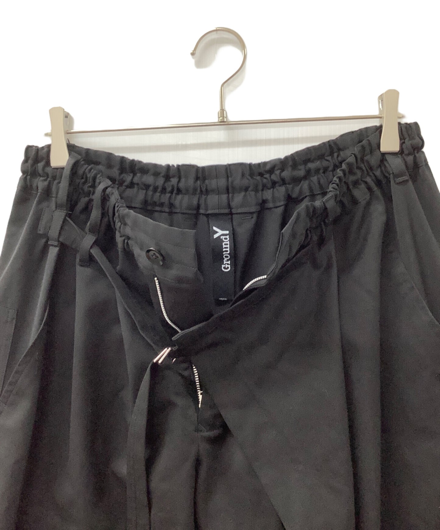 [Pre-owned] GROUND Y WOOL/POLYESTER GABARDINE WRAP PANTS GD-P01-100