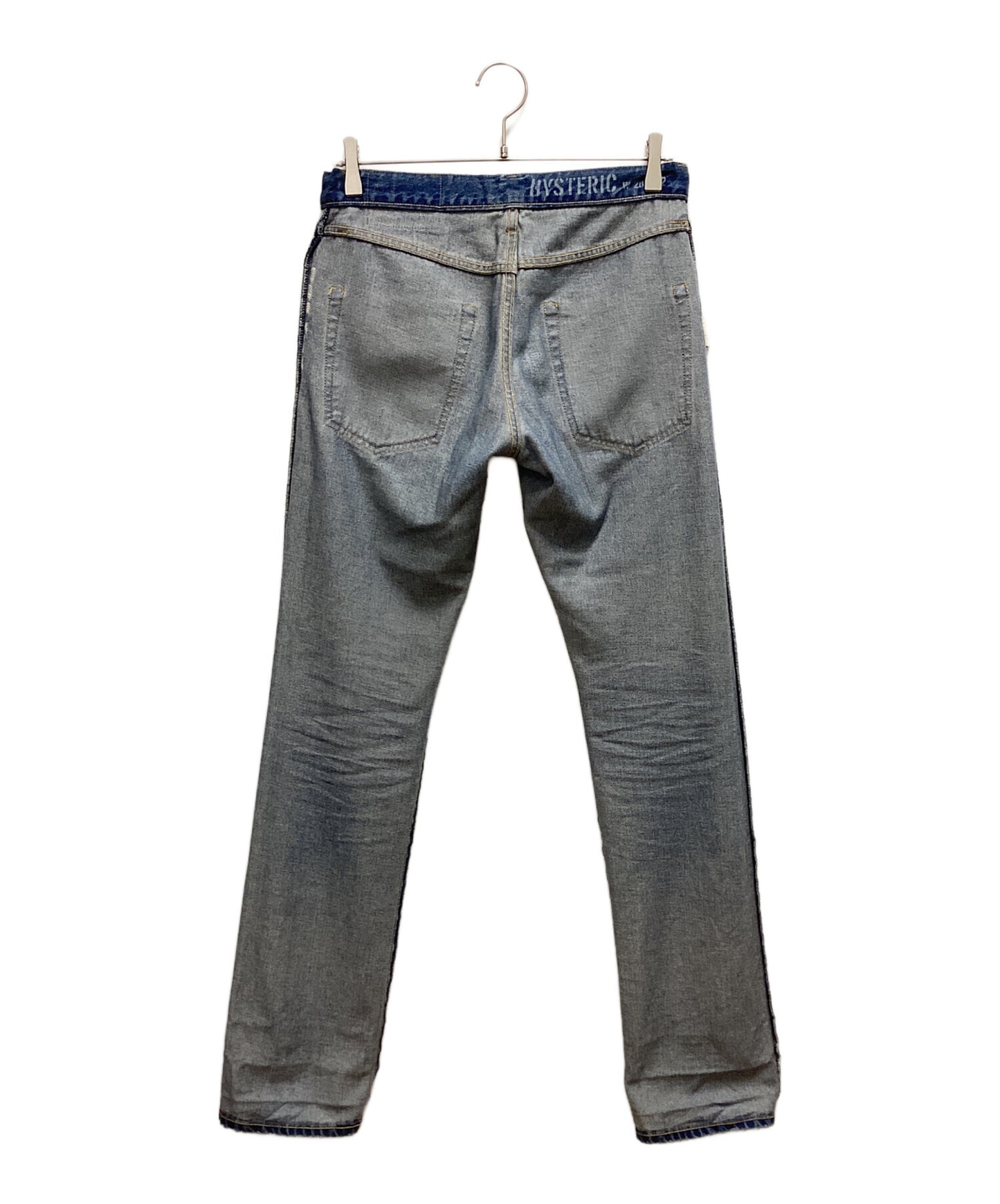 [Pre-owned] Hysteric Glamour Sticker Print Damaged Denim Pants 02211AP15