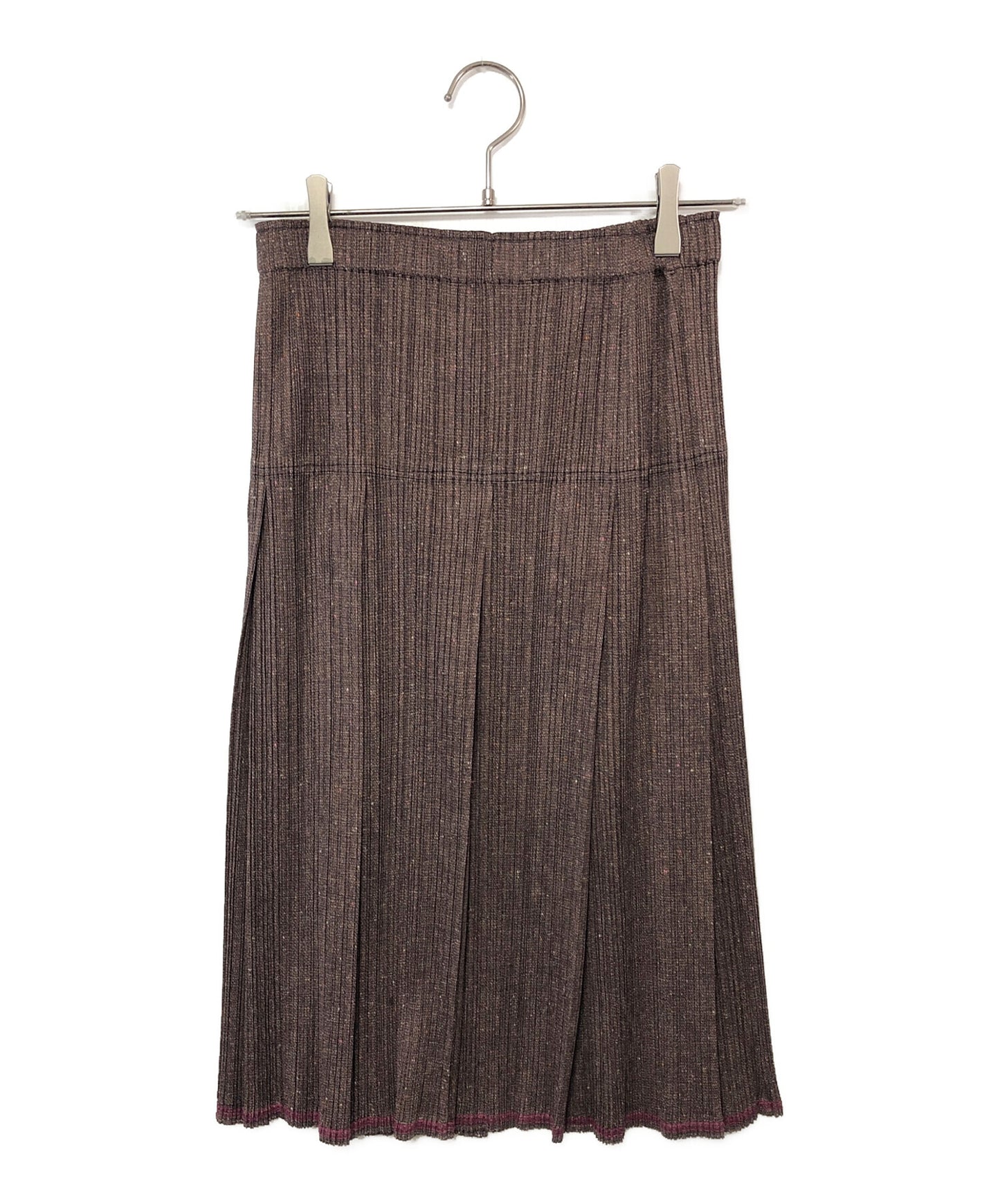 [Pre-owned] PLEATS PLEASE Pleated long skirt with nep tweed transfer pattern PP12-JG267