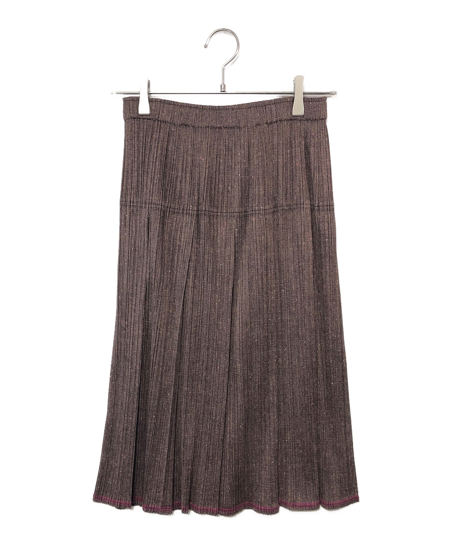 [Pre-owned] PLEATS PLEASE Pleated long skirt with nep tweed transfer pattern PP12-JG267