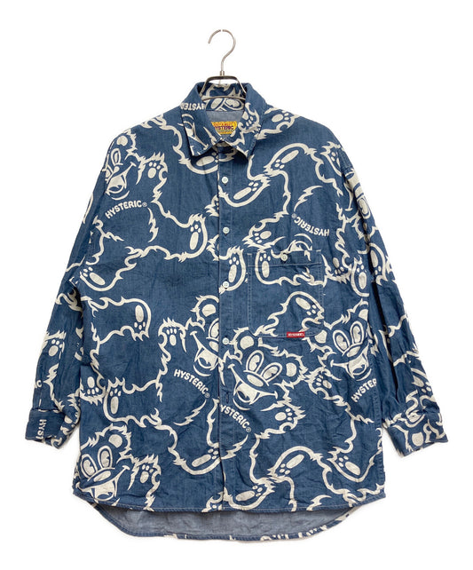 [Pre-owned] Hysteric Glamour FIRE BEAR pattern oversized denim shirt 01221AH04