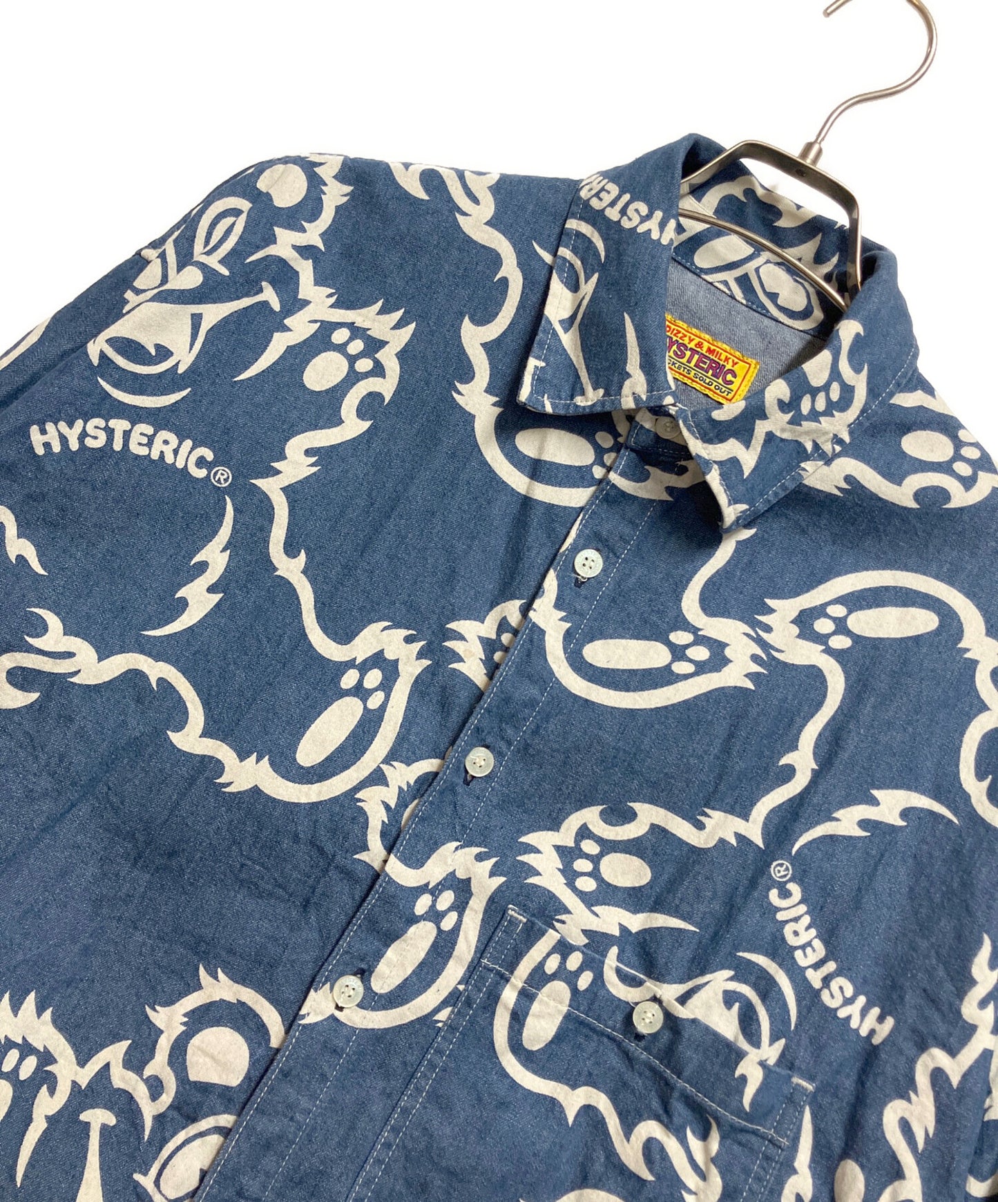 [Pre-owned] Hysteric Glamour FIRE BEAR pattern oversized denim shirt 01221AH04