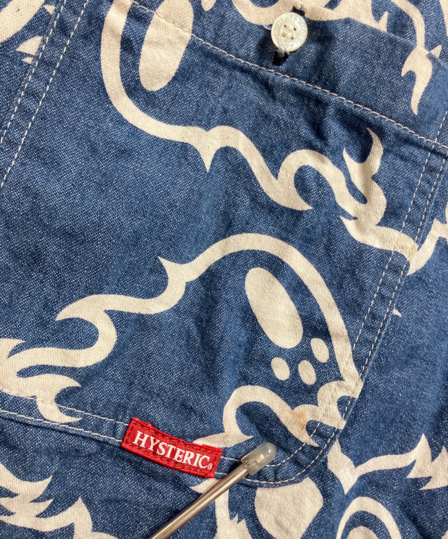 [Pre-owned] Hysteric Glamour FIRE BEAR pattern oversized denim shirt 01221AH04