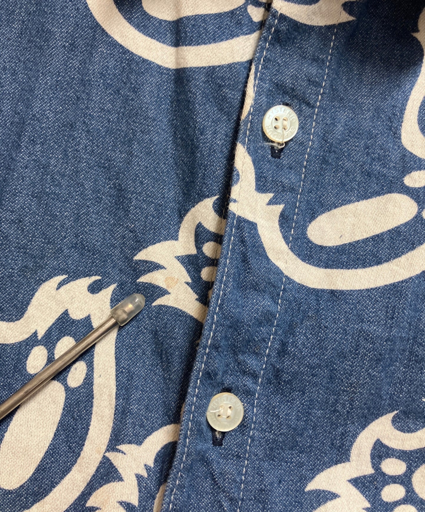 [Pre-owned] Hysteric Glamour FIRE BEAR pattern oversized denim shirt 01221AH04