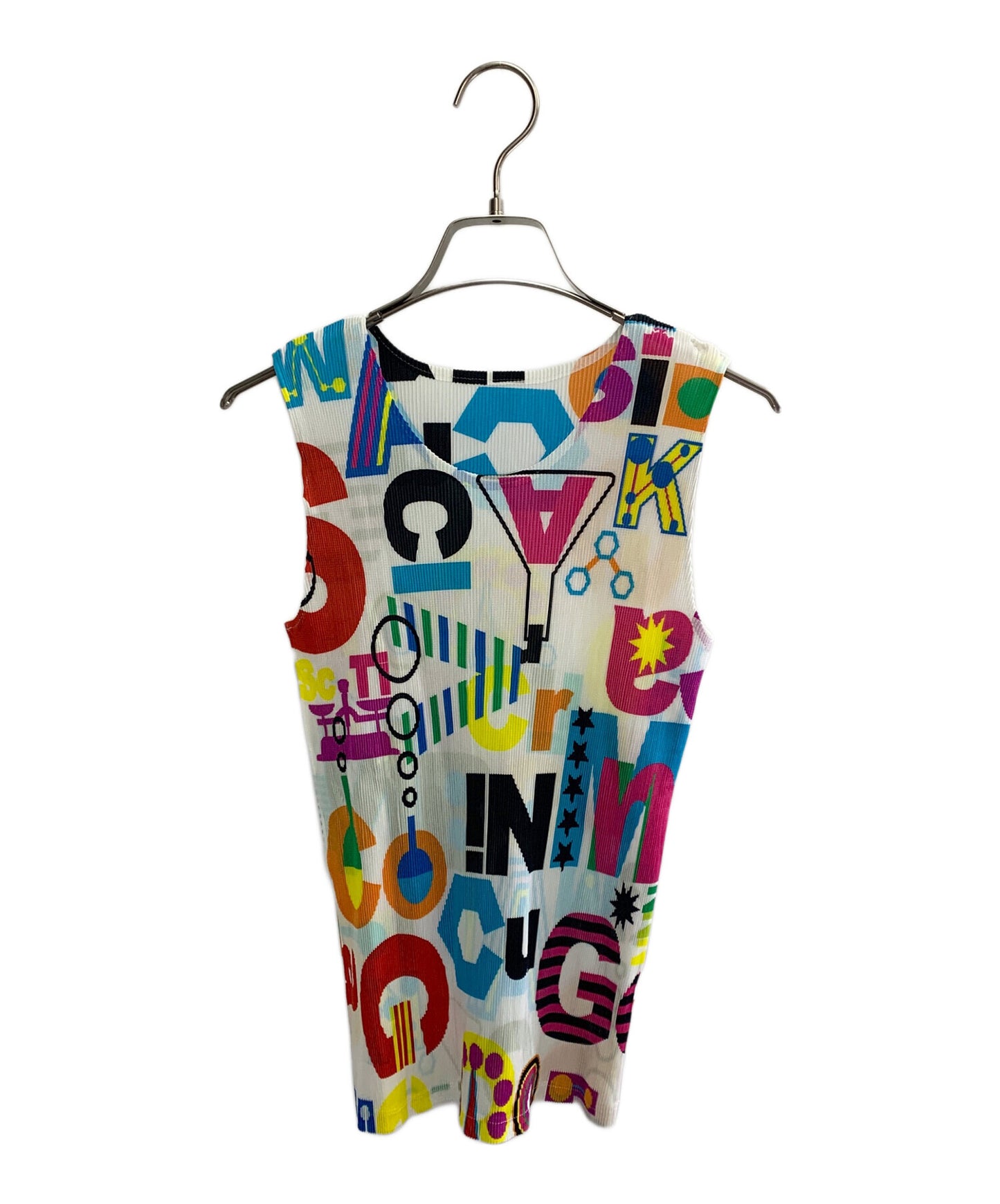 [Pre-owned] PLEATS PLEASE PLEATS PLEASE Pleated Tank Top Typographic Print Mist PP81FK391