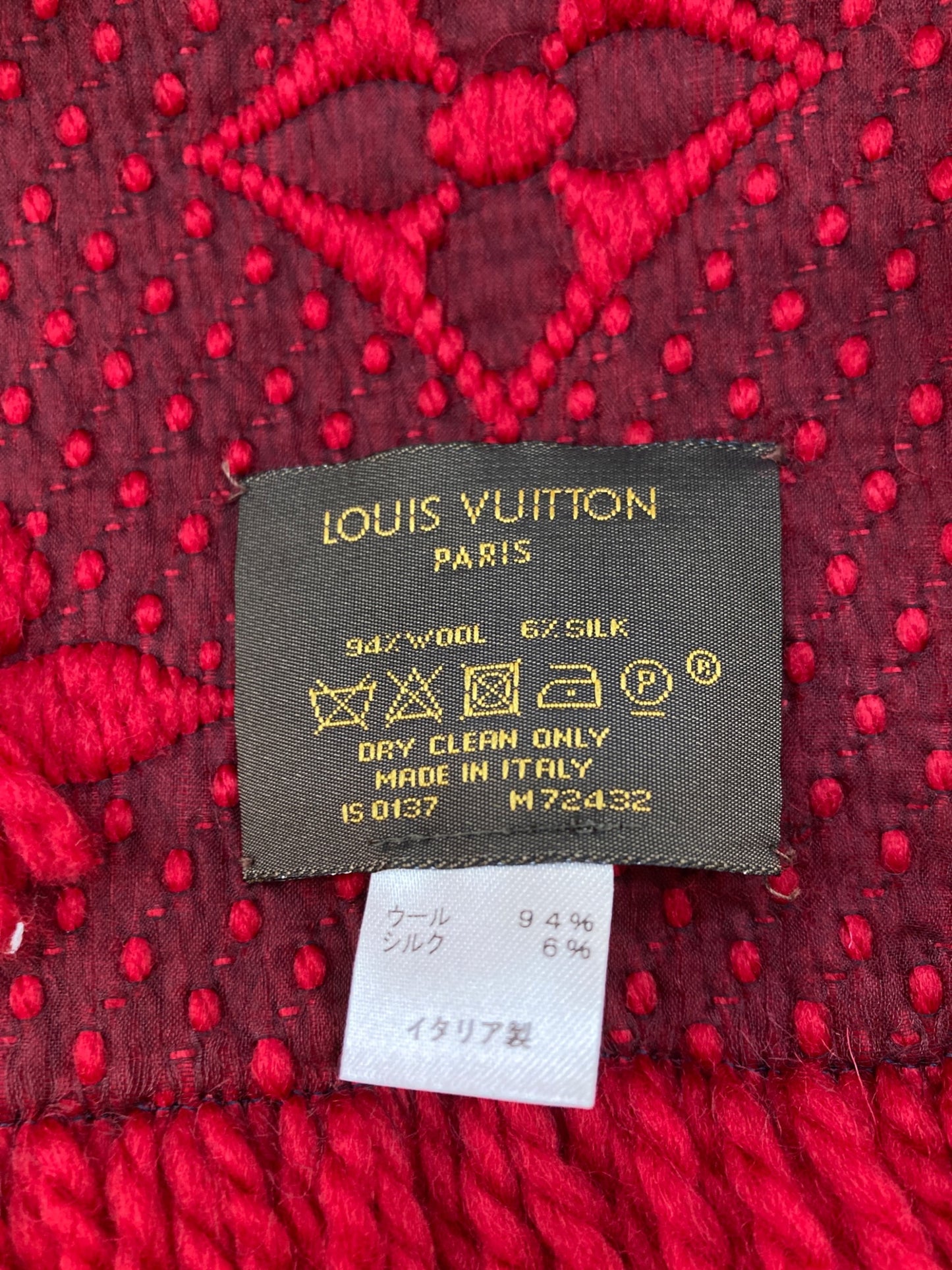 [Pre-owned] LOUIS VUITTON Echalp Logomania Red / Scarf M72432