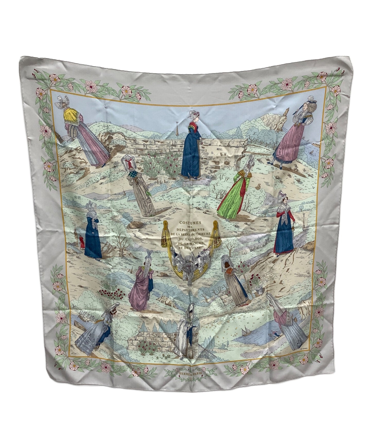 [Pre-owned] HERMES Silk scarf Carré 90, Normandy folk costume