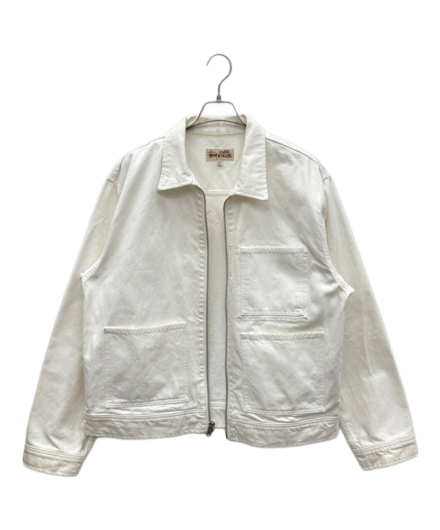 [Pre-owned] stussy Denim Zip Work Jacket OVERDYED 115680