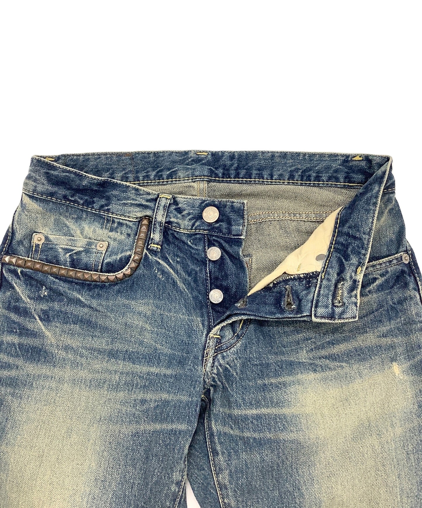 [Pre-owned] Hysteric Glamour Patchwork studded denim pants 0214AP05