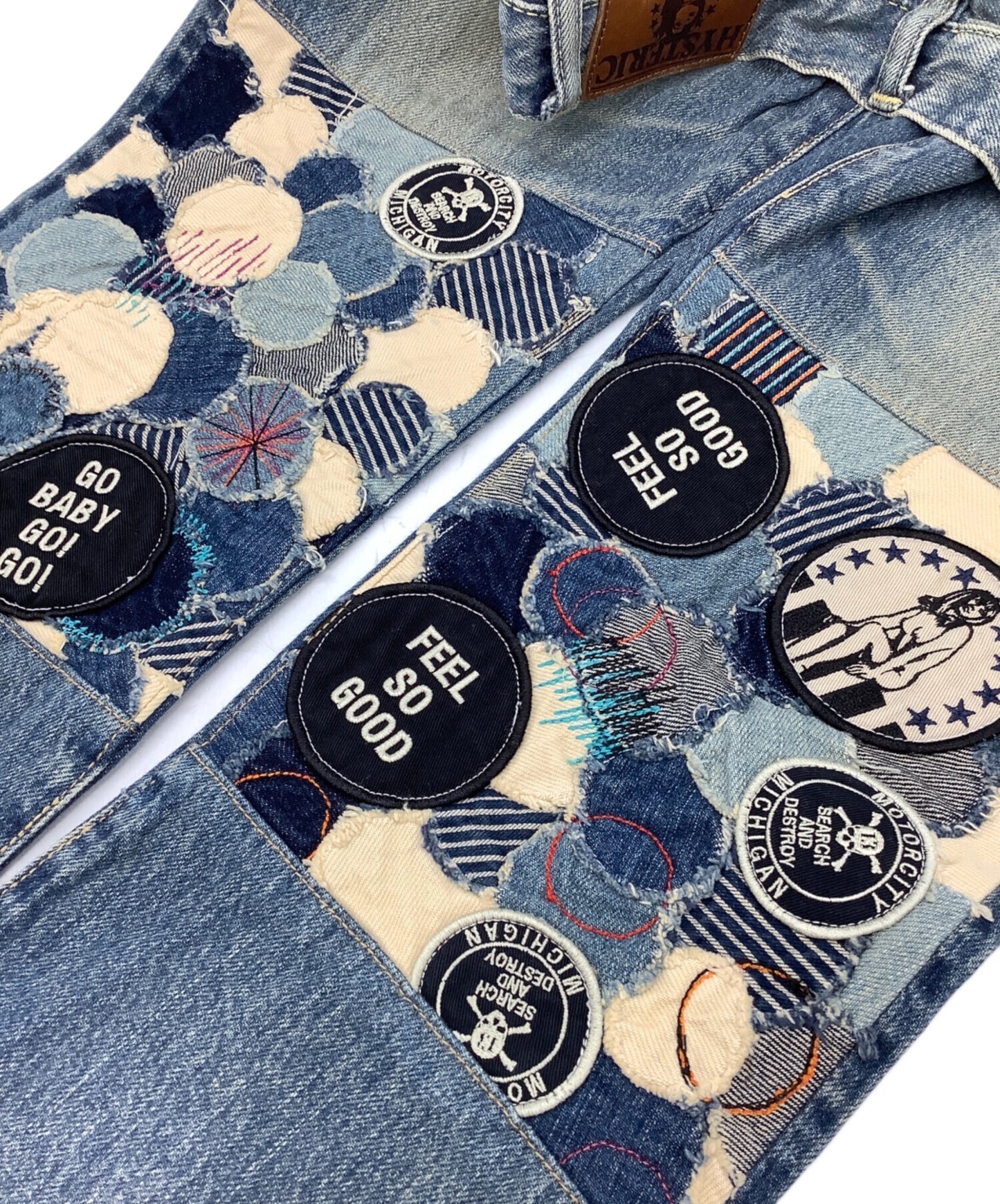 [Pre-owned] Hysteric Glamour Patchwork studded denim pants 0214AP05