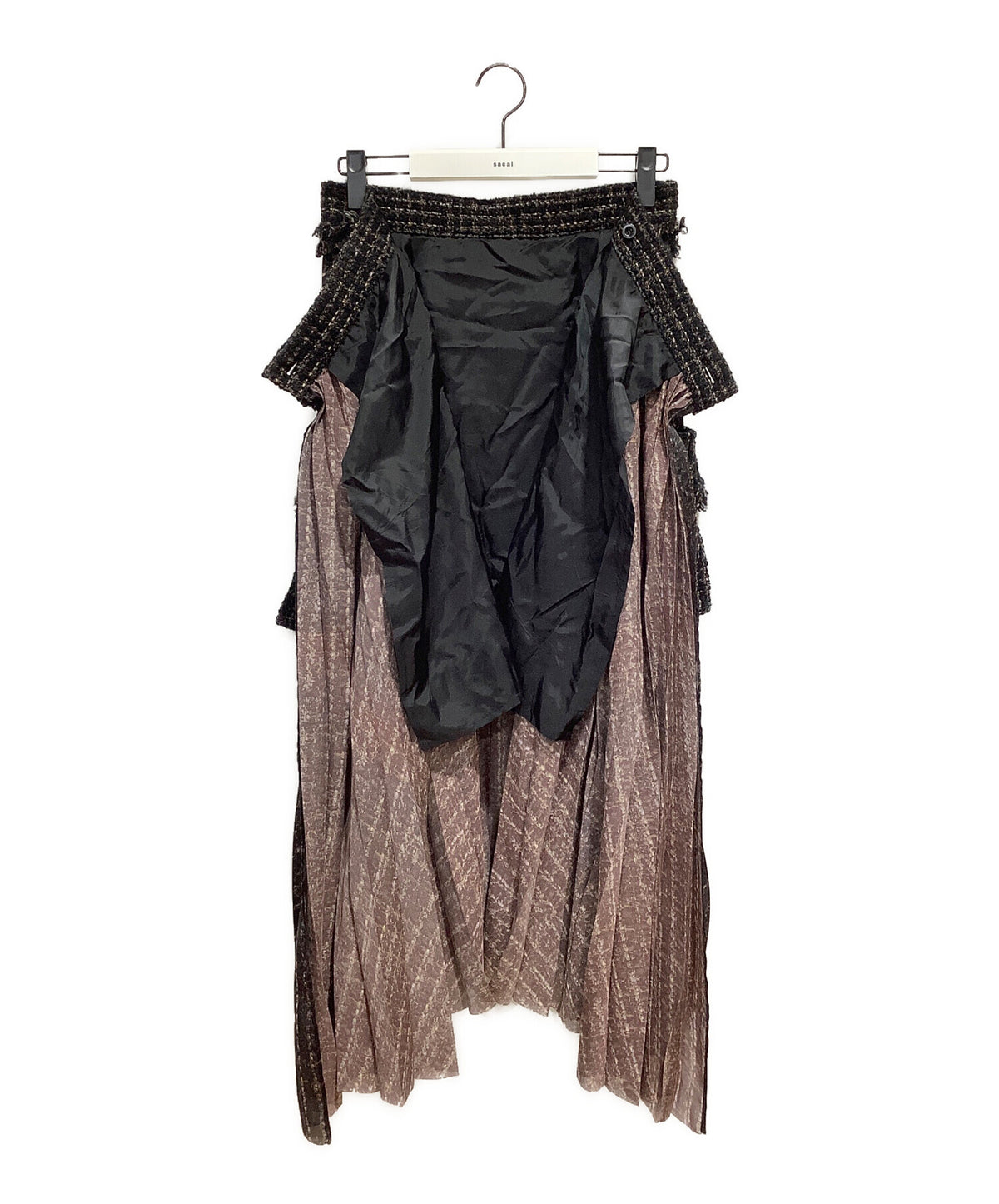 [Pre-owned] sacai Tweed Panel-Style Pleated Wrap Skirt 24-07446