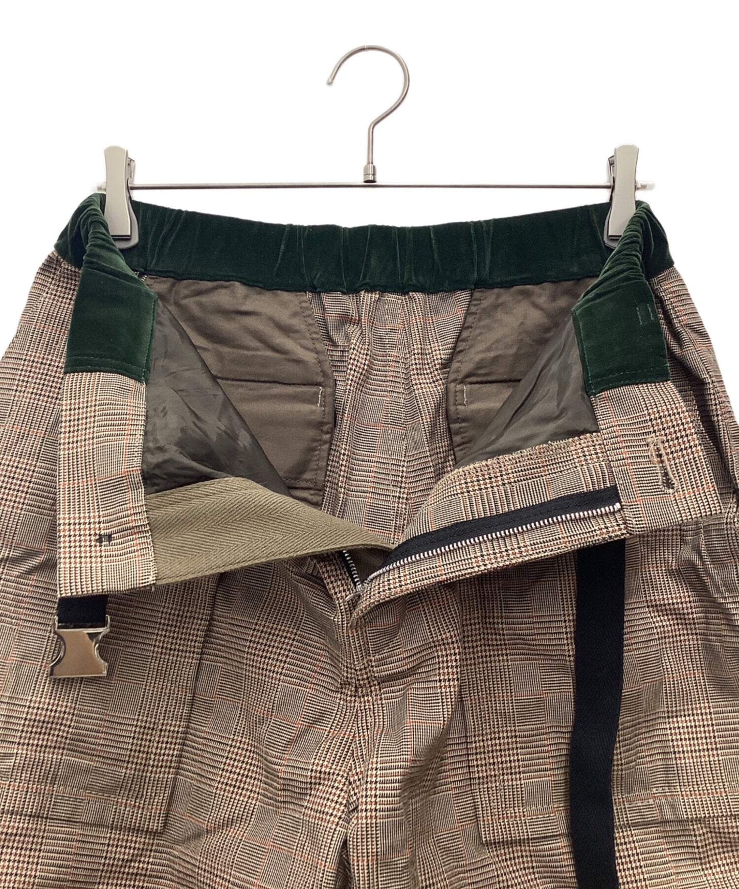 [Pre-owned] sacai Adjustable-Buckle Check-Pattern Pants 21-02484M