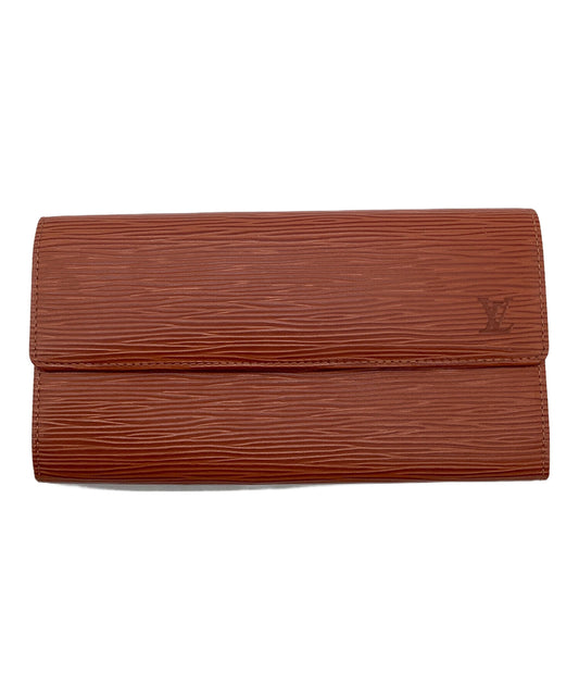 [Pre-owned] LOUIS VUITTON Long Wallet Epi Pochette Portmonnais Credit Card Pocket Internal Deterioration M63573