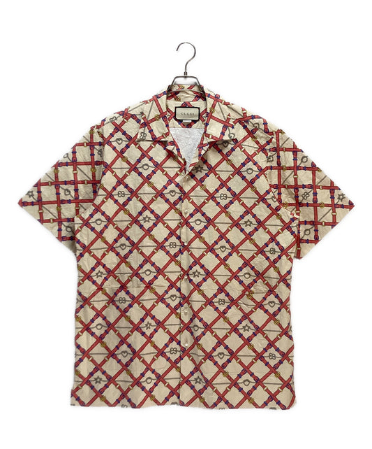 [Pre-owned] GUCCI GUCCI Paper effect belt bowling shirt 595771