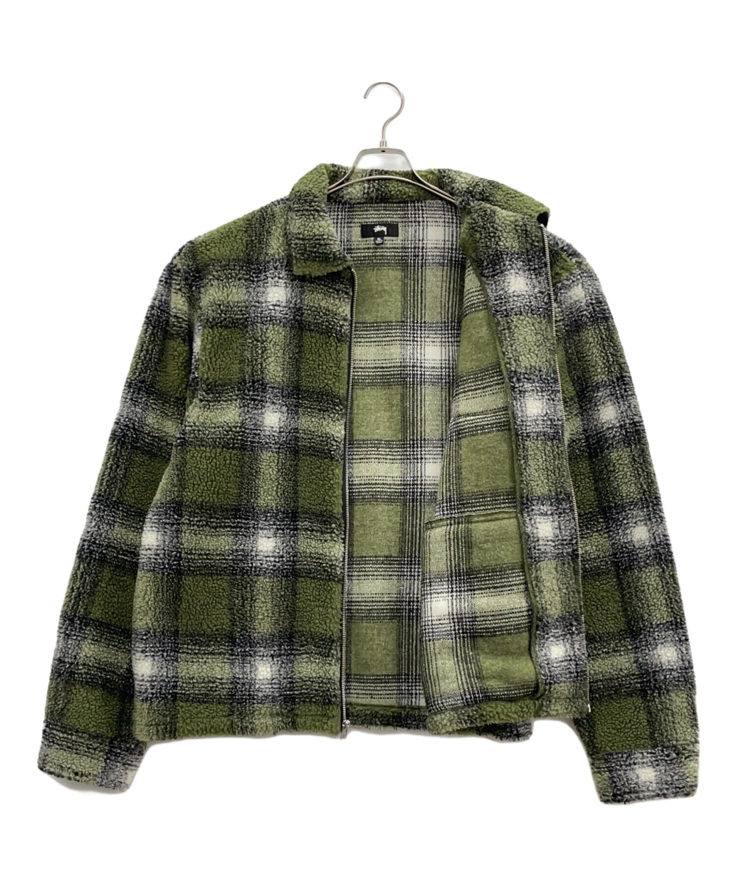 [Pre-owned] stussy Shadow Plaid Sherpa Zip Shirt 1110224