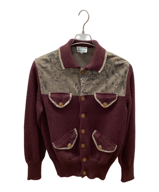 [Pre-owned] Vivienne Westwood man 00s Caveman Leather Elbow Patch Knit Cardigan 4347-5501